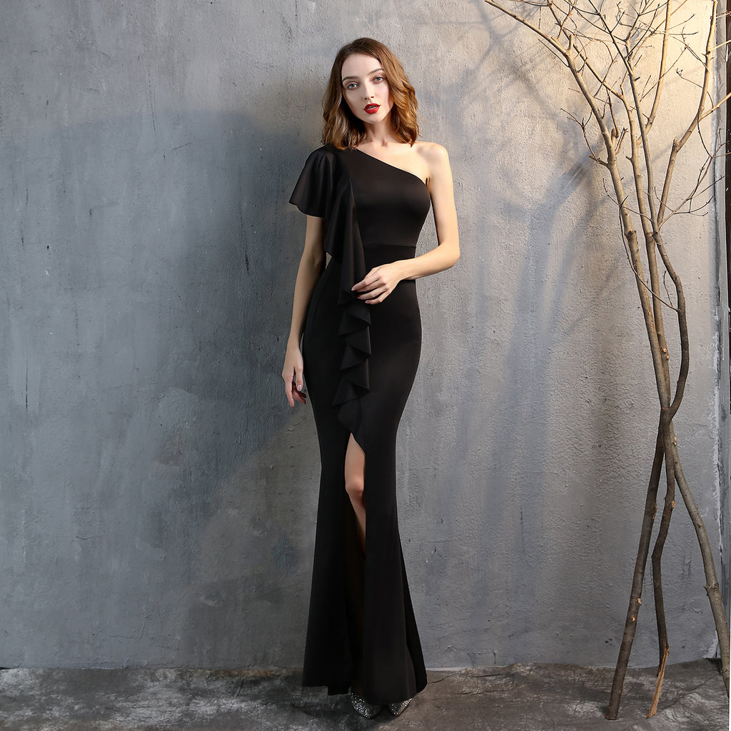 Asymmetric One-Shoulder Maxi Dress