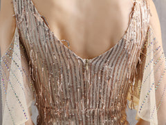 V-Neck Sequined Fringe Dress