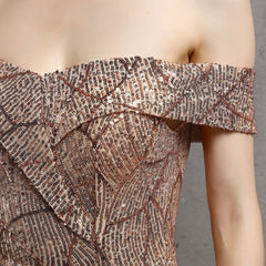 Off-Shoulder Sequined Asymmetric Maxi Dress