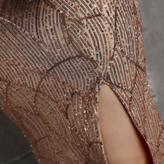 Off-Shoulder Sequined Asymmetric Maxi Dress