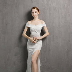 Off-Shoulder Sequined Asymmetric Maxi Dress