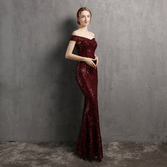 Off-Shoulder Sequined Asymmetric Maxi Dress