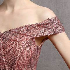 Off-Shoulder Sequined Asymmetric Maxi Dress