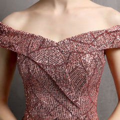 Off-Shoulder Sequined Asymmetric Maxi Dress