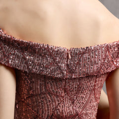 Off-Shoulder Sequined Asymmetric Maxi Dress