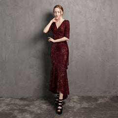 Sequined V-Neck Maxi Dress