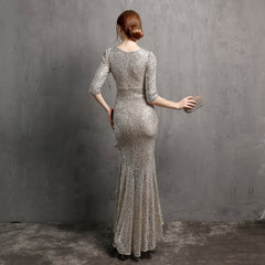 Sequined V-Neck Maxi Dress