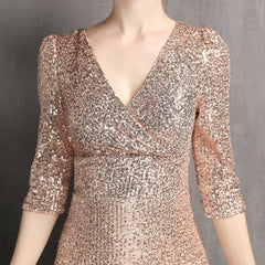 Sequined V-Neck Maxi Dress