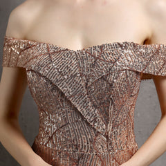 Off-Shoulder Sequined Asymmetric Maxi Dress