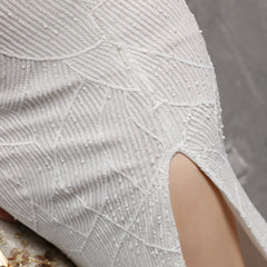 Off-Shoulder Sequined Asymmetric Maxi Dress