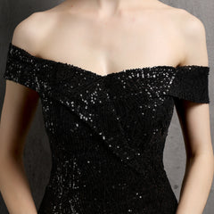 Off-Shoulder Sequined Asymmetric Maxi Dress