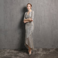 Sequined V-Neck Maxi Dress