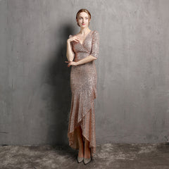 Sequined V-Neck Maxi Dress