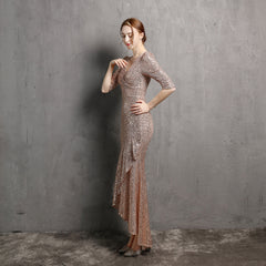 Sequined V-Neck Maxi Dress