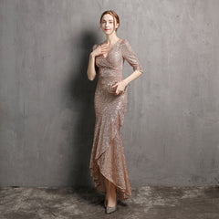 Sequined V-Neck Maxi Dress