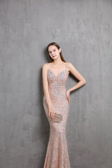 Elegant V-Neck Sequin Maxi Dress