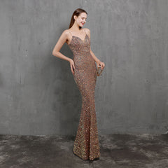 Elegant V-Neck Sequin Maxi Dress