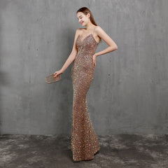 Elegant V-Neck Sequin Maxi Dress