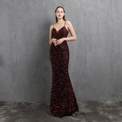 Elegant V-Neck Sequin Maxi Dress