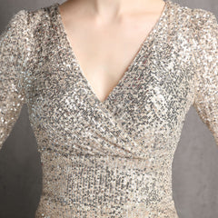 Sequined V-Neck Maxi Dress