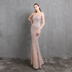 Elegant V-Neck Sequin Maxi Dress