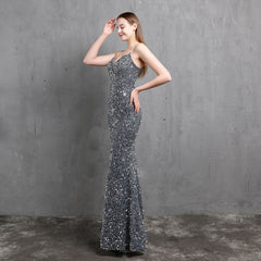 Elegant V-Neck Sequin Maxi Dress