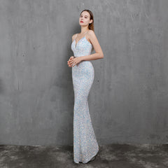 Elegant V-Neck Sequin Maxi Dress