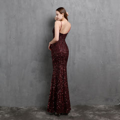 Elegant V-Neck Sequin Maxi Dress