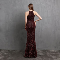 Colorful Sequined Evening Gown