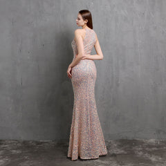 Colorful Sequined Evening Gown