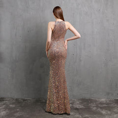 Colorful Sequined Evening Gown