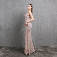 Elegant V-Neck Sequin Maxi Dress