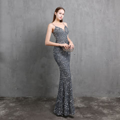 Elegant V-Neck Sequin Maxi Dress
