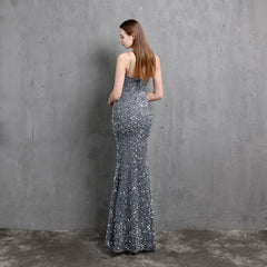 Elegant V-Neck Sequin Maxi Dress