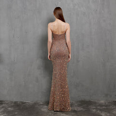 Elegant V-Neck Sequin Maxi Dress