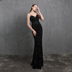 Elegant V-Neck Sequin Maxi Dress