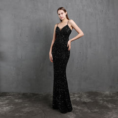 Elegant V-Neck Sequin Maxi Dress