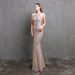 Colorful Sequined Evening Gown