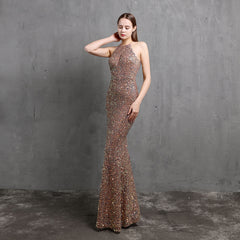 Colorful Sequined Evening Gown