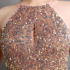 Colorful Sequined Evening Gown