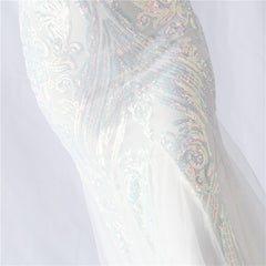 Sequined Feathered Fishtail Maxi Dress