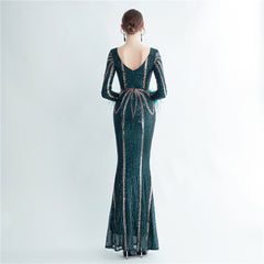 Sequin Feather Maxi Dress