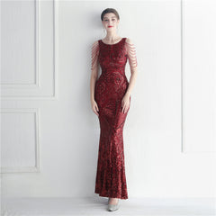 Backless Cutout Sequined Maxi Dress