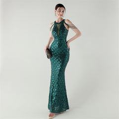 Sequined Fishtail Maxi Dress