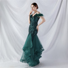 Feathered Sequin Maxi Dress