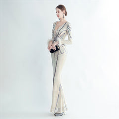 Sequin Feather Maxi Dress