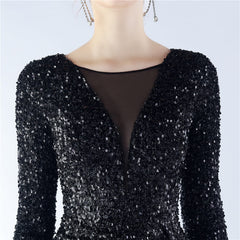 Ostrich Feather Sequined Maxi Dress