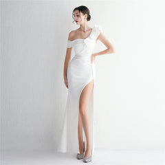 One-Shoulder Ruffle Maxi Dress