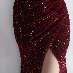 One-Shoulder Sequined Fishtail Maxi Dress