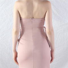 Strapless Slit Maxi Dress